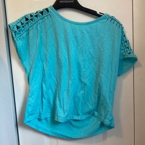 justice blue sparkle short sleeve
